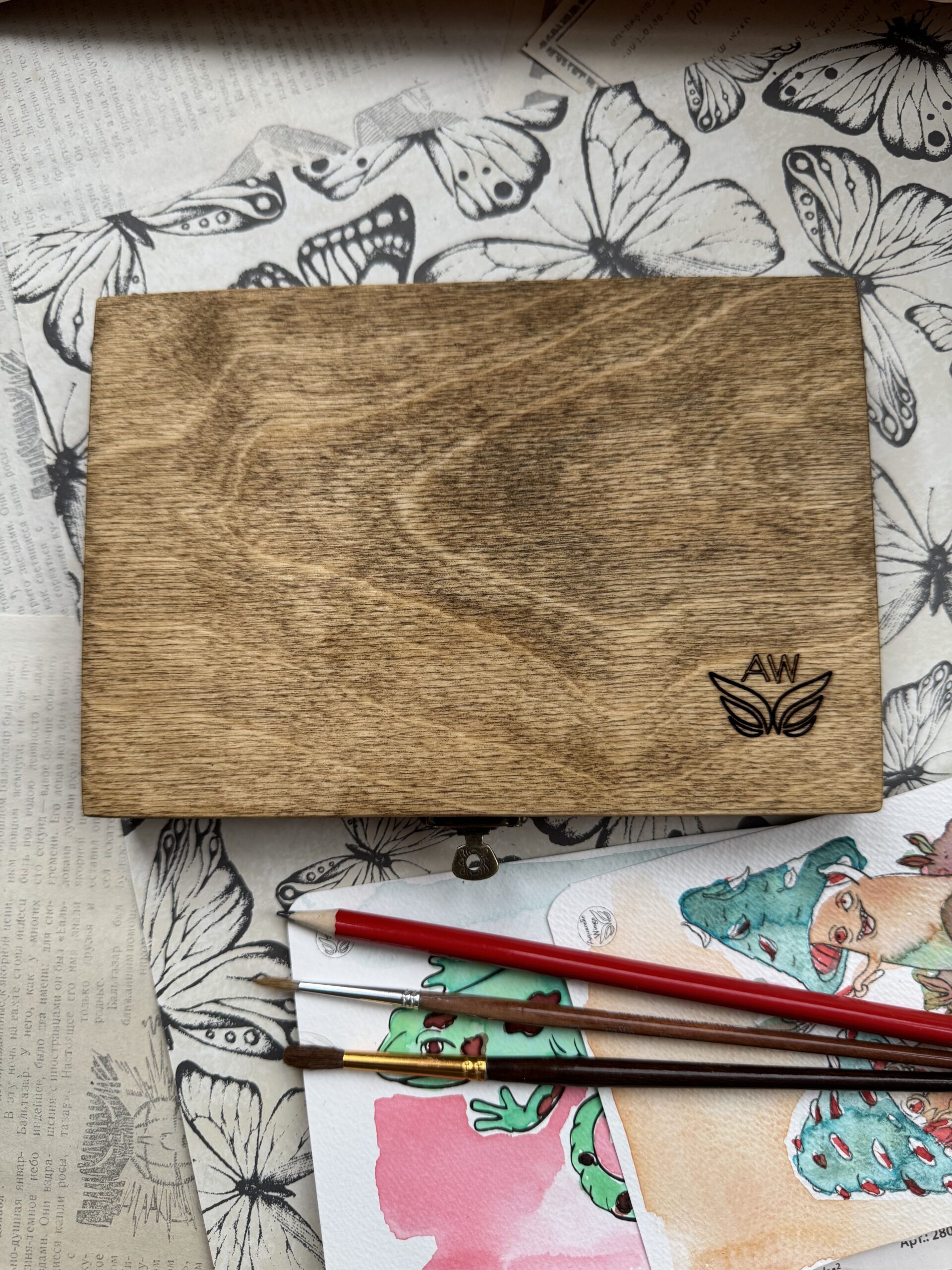 Пенал для акварели деревянный на 40 полукювет — изображение 4