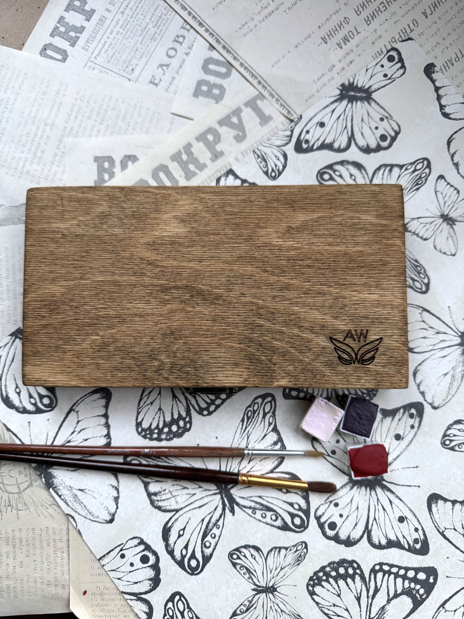 Пенал для акварели деревянный на 30 полукювет — изображение 3