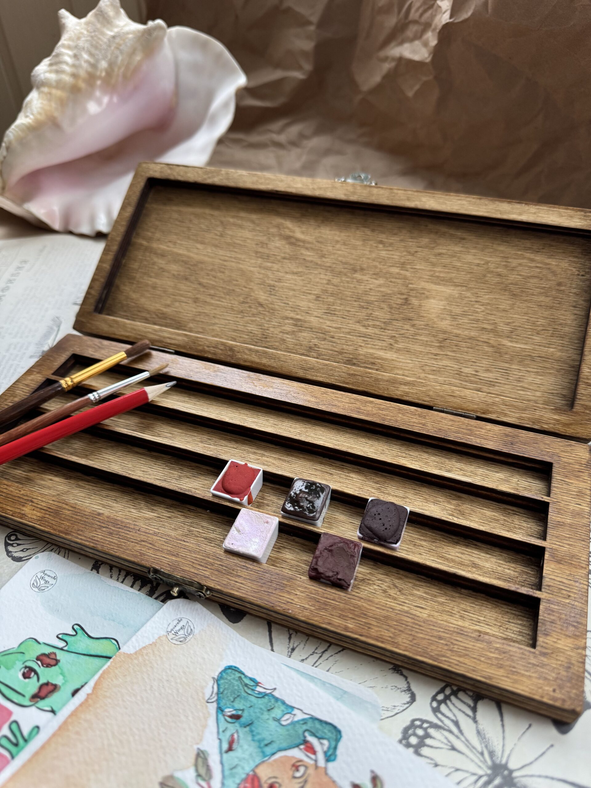 Пенал для акварели деревянный на 60 полукювет — изображение 2