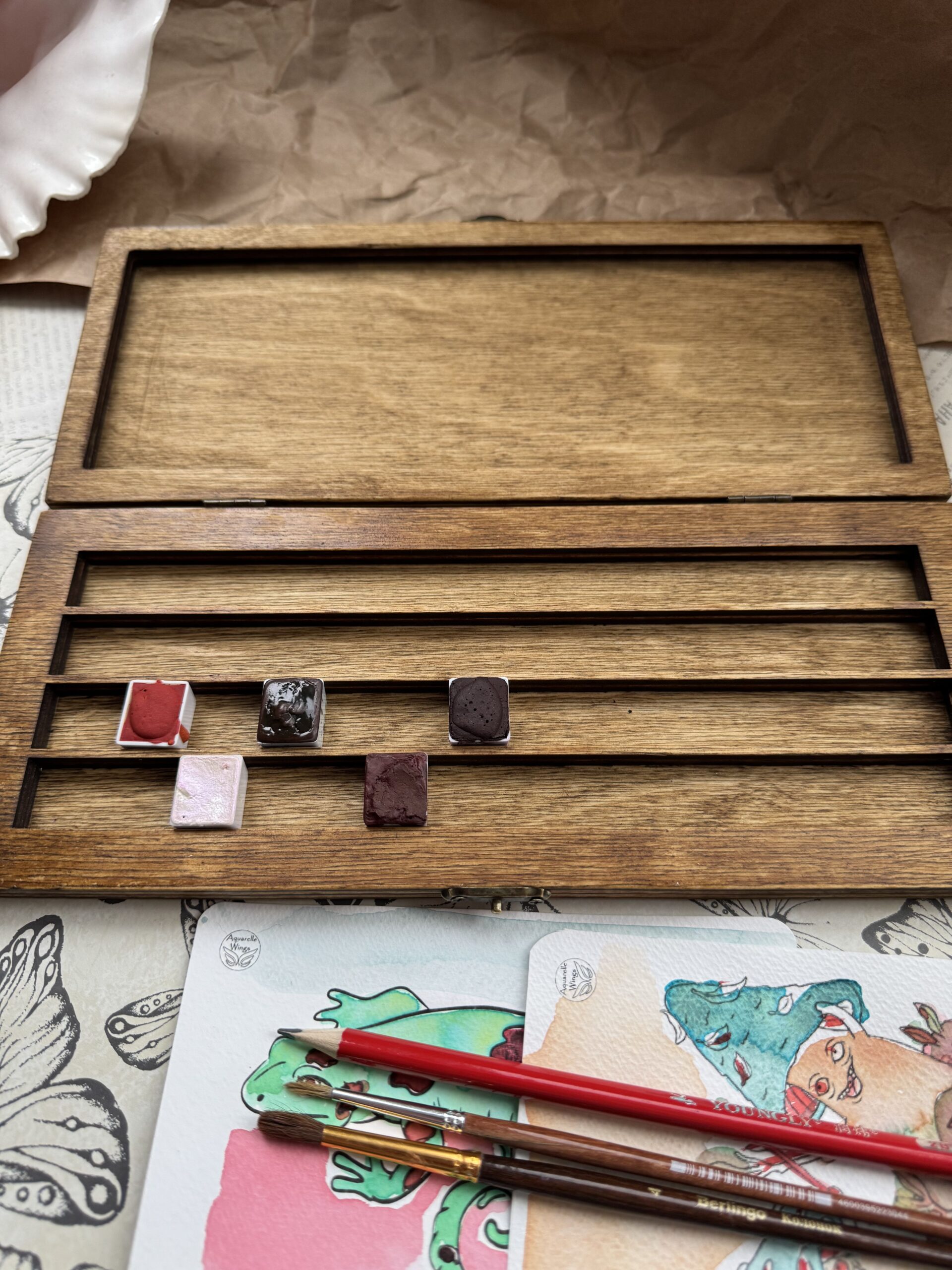 Пенал для акварели деревянный на 60 полукювет — изображение 5