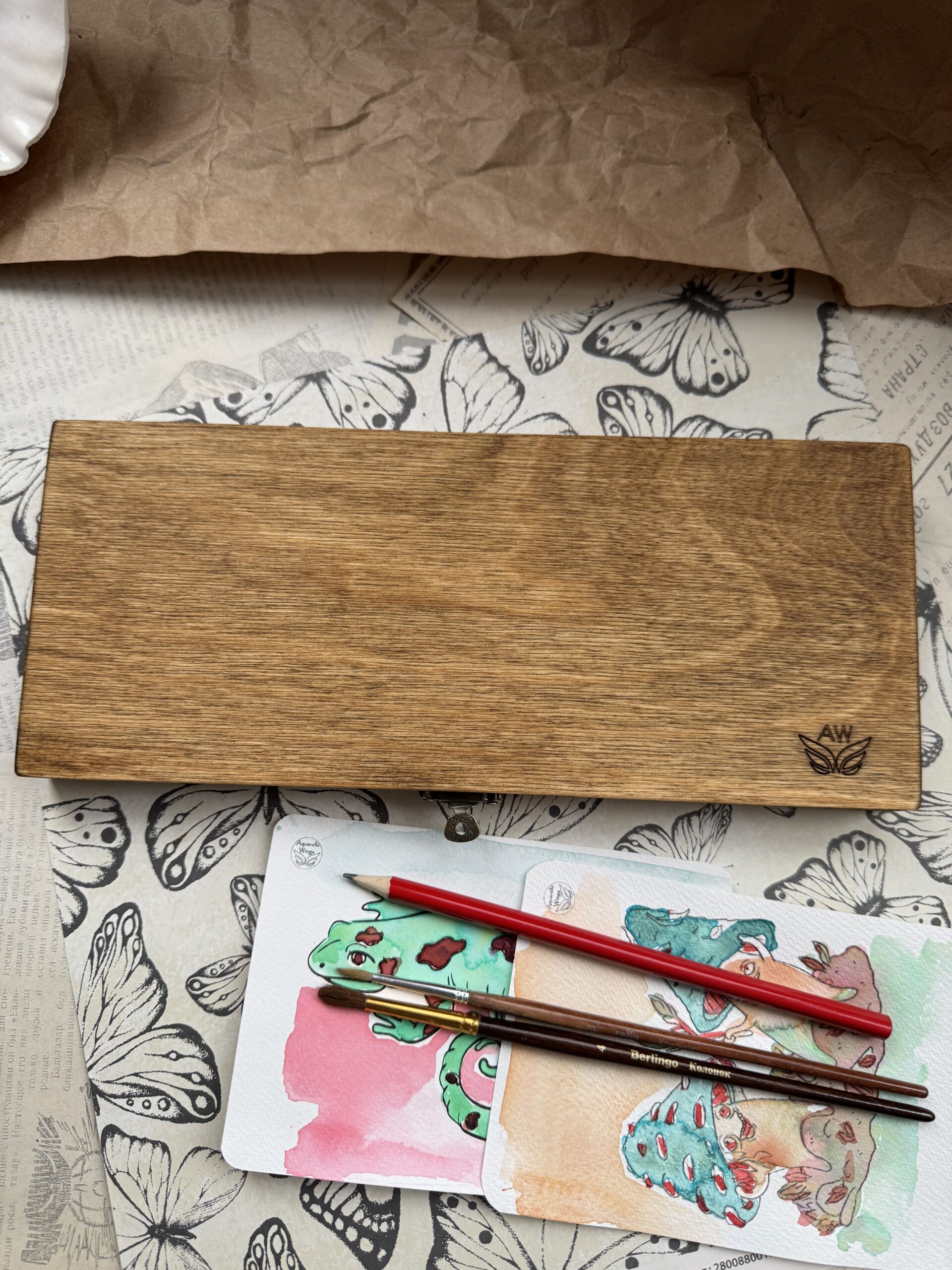 Пенал для акварели деревянный на 60 полукювет — изображение 6