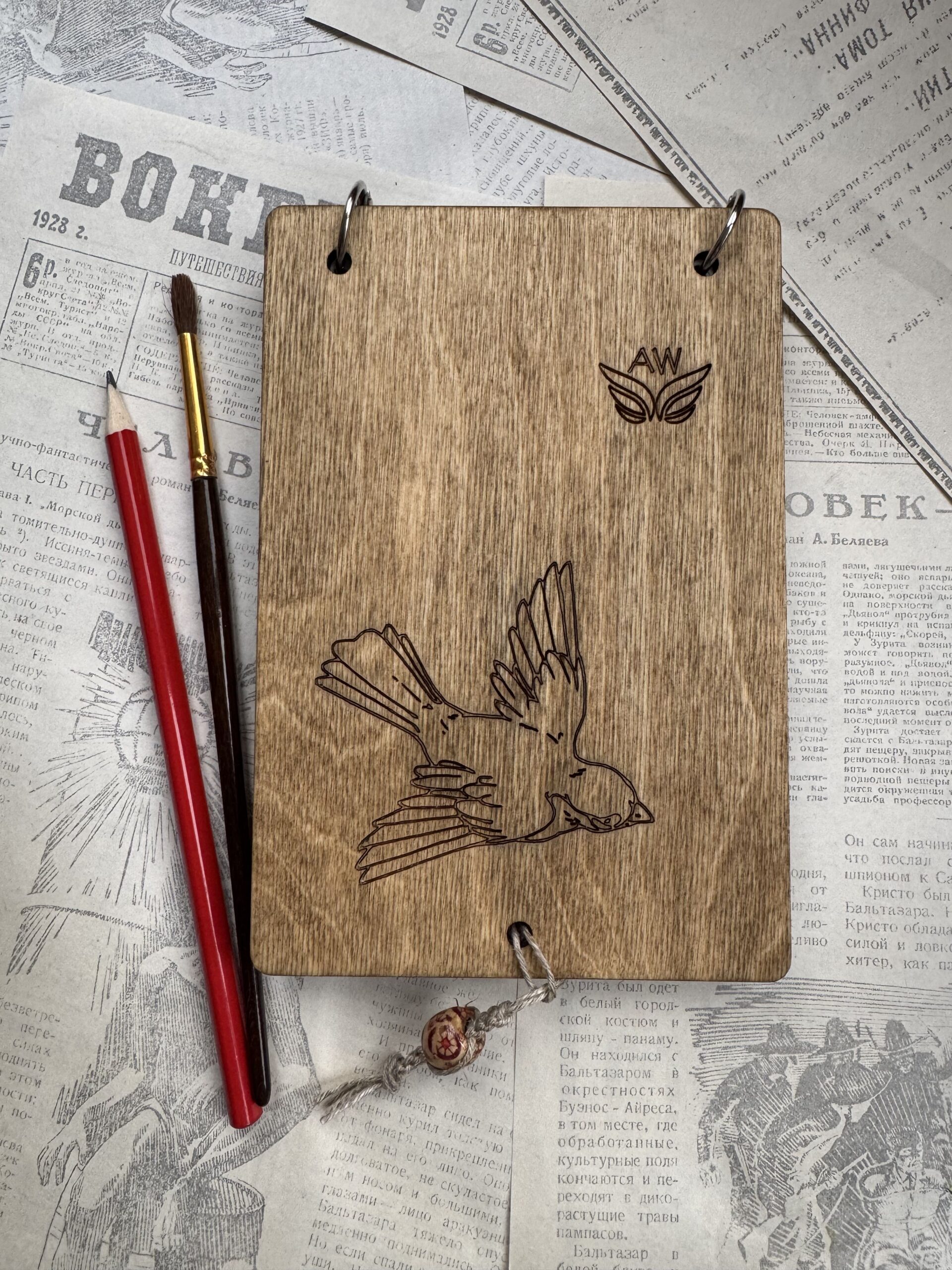 Скетчбук 4-в-1 с бусинами-подвесами "Птица" формат А6 — изображение 2