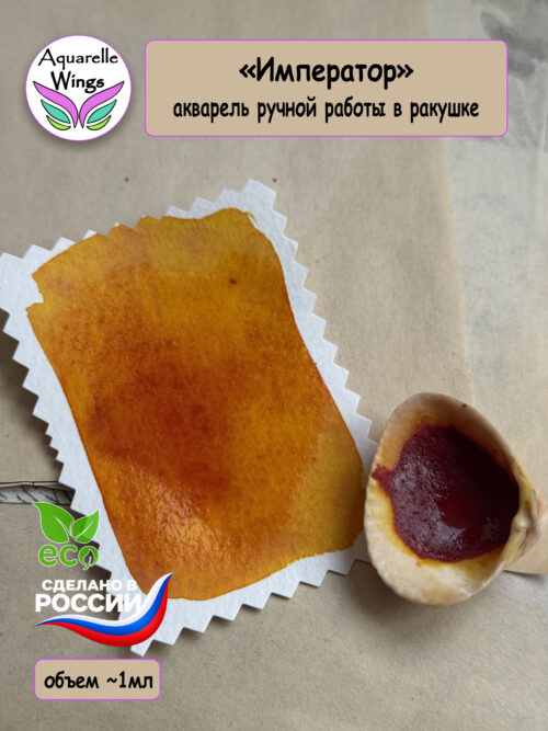 "Император" акварель с грануляцией (серия: Эксперименты) в ракушке